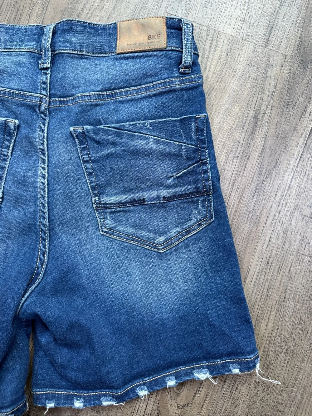 BKE Parker Distressed Denim Shorts Sz 25 Long Inseam Rollable